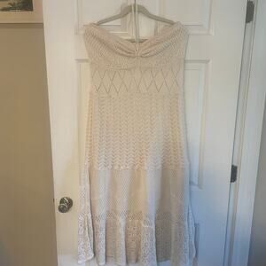 Anthropologie FARM Rio Crochet Dress Cream Ivory Size XL